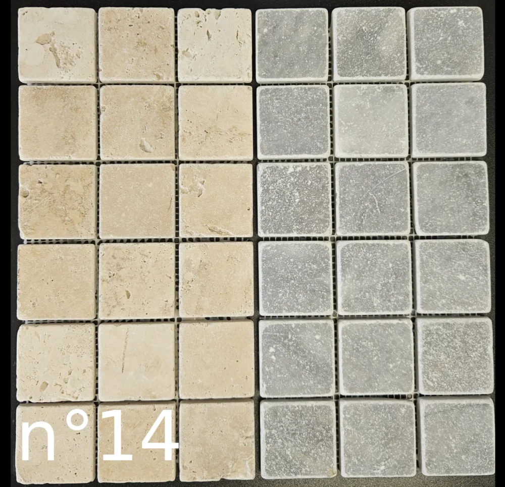 mosaïque carreaux numéro 14 Travertin pierre naturelle mineralstones.fr Cannes Antibes Biot Roquefort-les-Pins